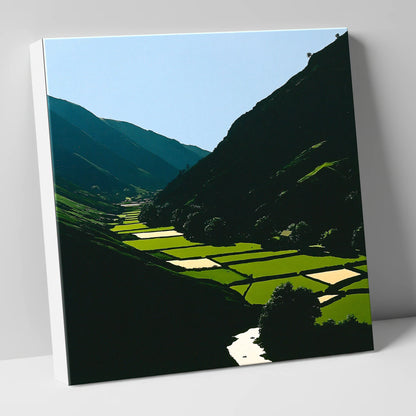Sunlit Patchwork in the Dale lake district valley canvas wall art