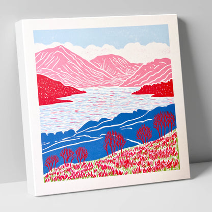 Bold Pink Fells Above Ennerdale lake district valley canvas wall art