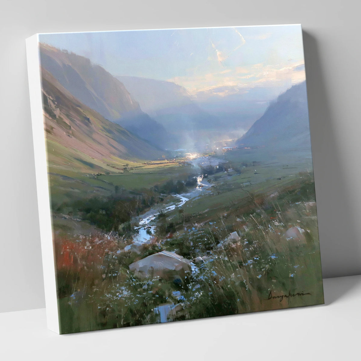 Valley Beck in Morning Haze lake district valley canvas wall art