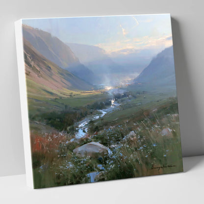 Valley Beck in Morning Haze lake district valley canvas wall art