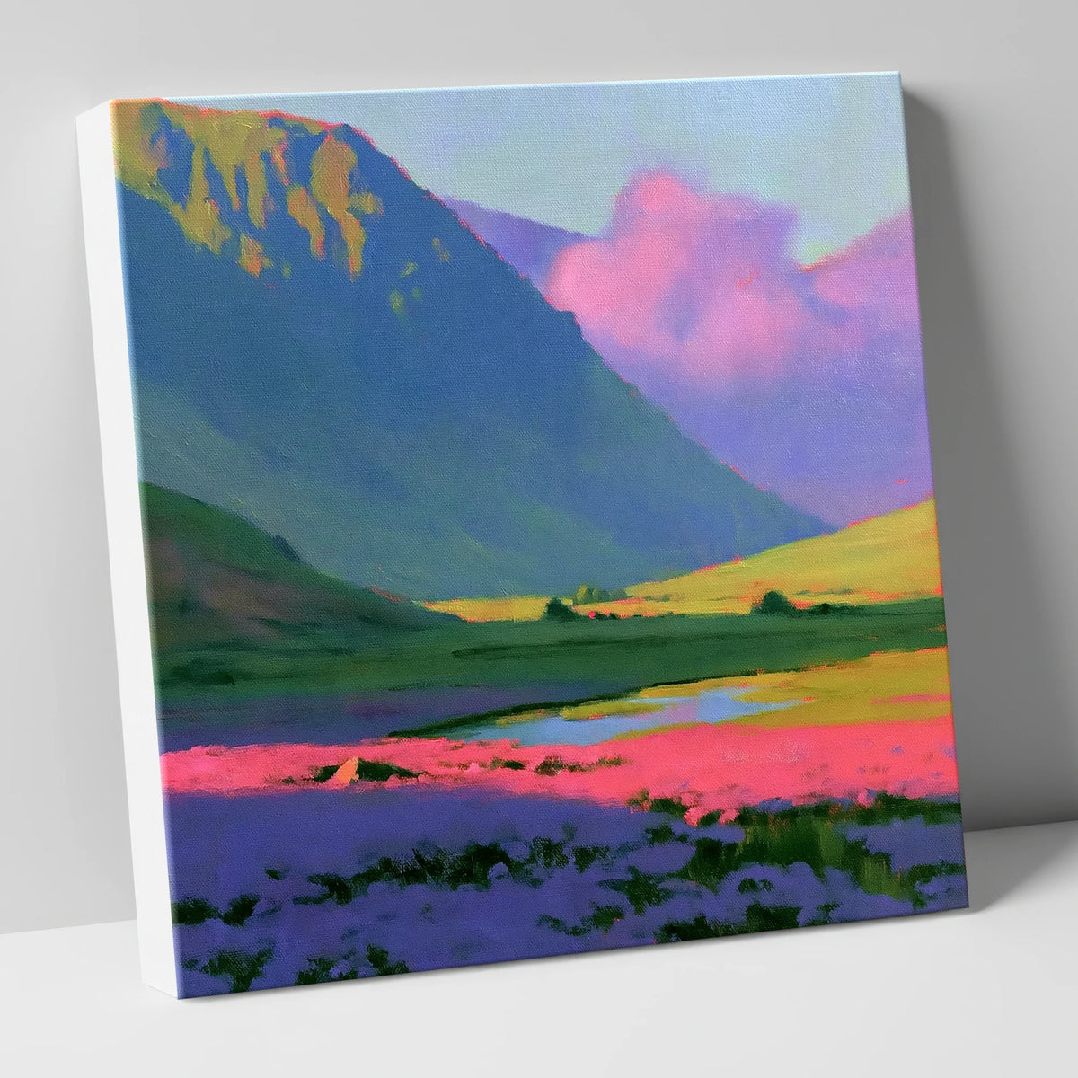 Dramatic Magenta Heather Fellside flowers & fellsides canvas wall art