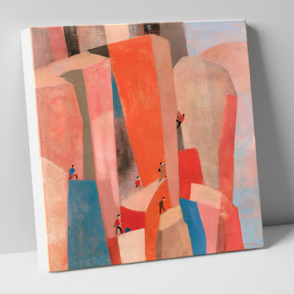 Geometric Climbers on a Crag lake district walking canvas wall art