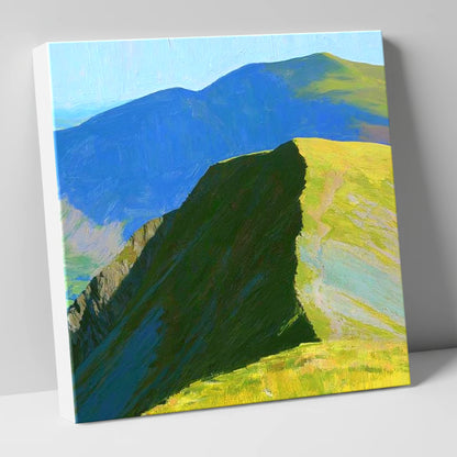 Sunlit Ridge on White Side lake district fell canvas wall art