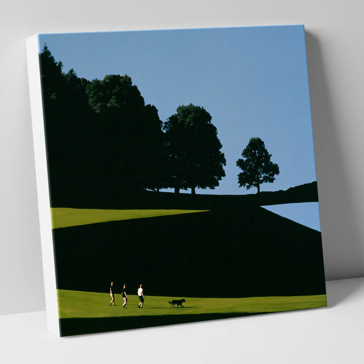 Tarn Hows Dog Walk Silhouettes gifts for dog walkers canvas wall art
