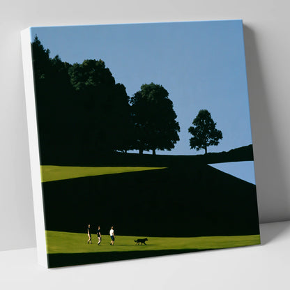 Tarn Hows Dog Walk Silhouettes gifts for dog walkers canvas wall art