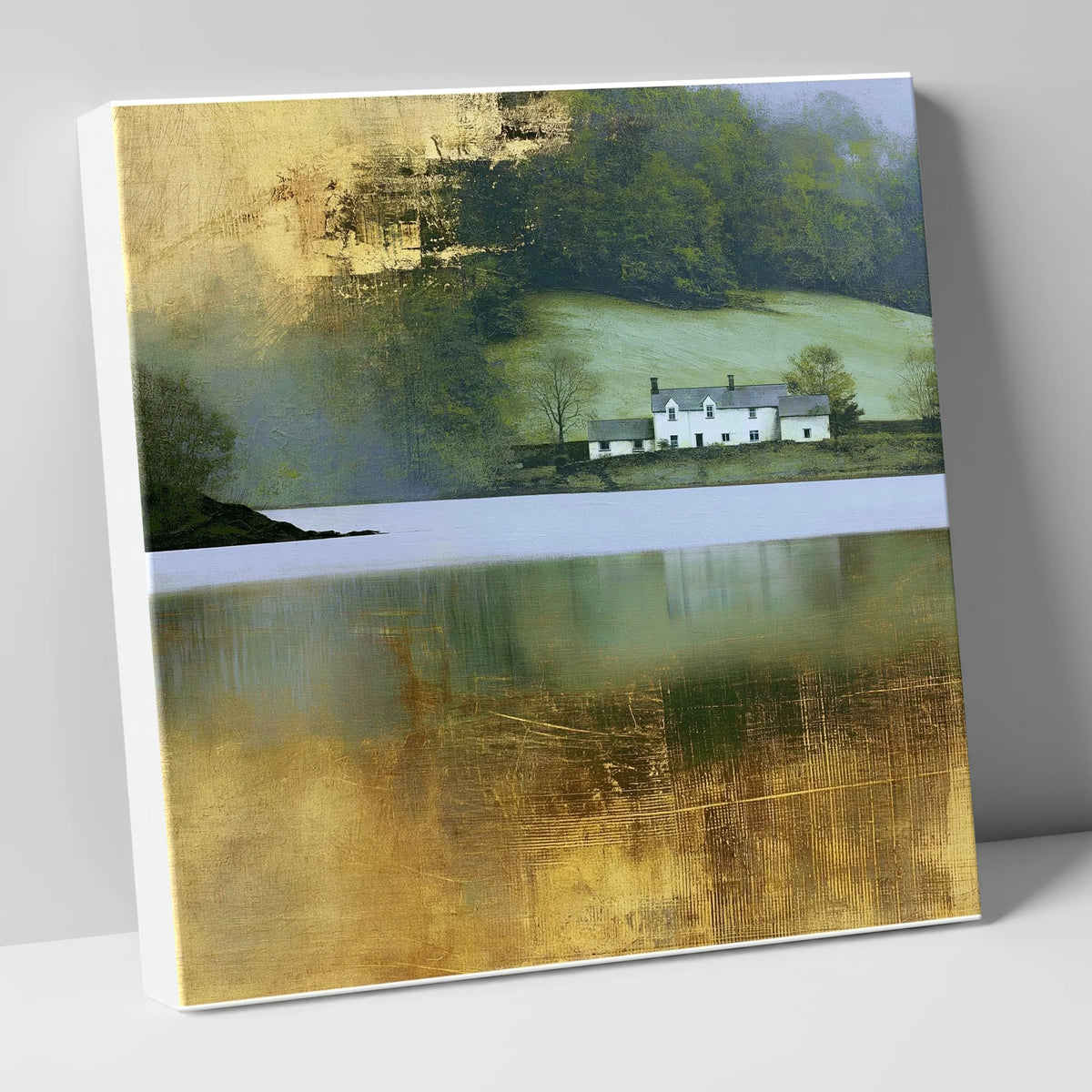 Golden Reflections on Coniston Water lake district lake canvas wall art