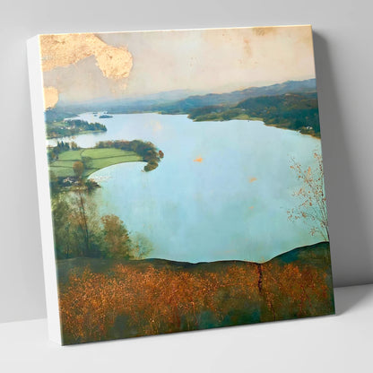 Windermere Over Autumn Bracken lake district lake canvas wall art