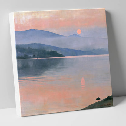 Lake Sunset in Pastel Haze lake district lake canvas wall art