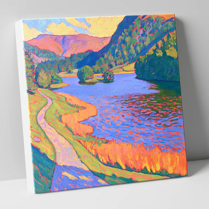 Vivid Path Beside Rydal Water lake district lake canvas wall art