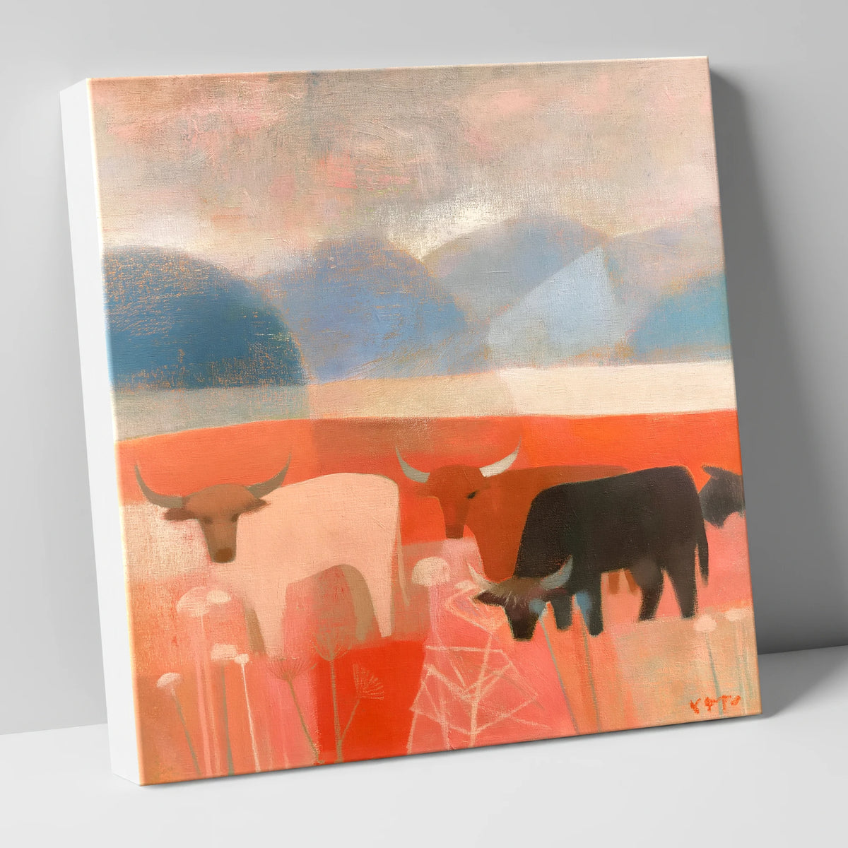 Highland Cattle against Slate Fells lake district wildlife canvas wall art