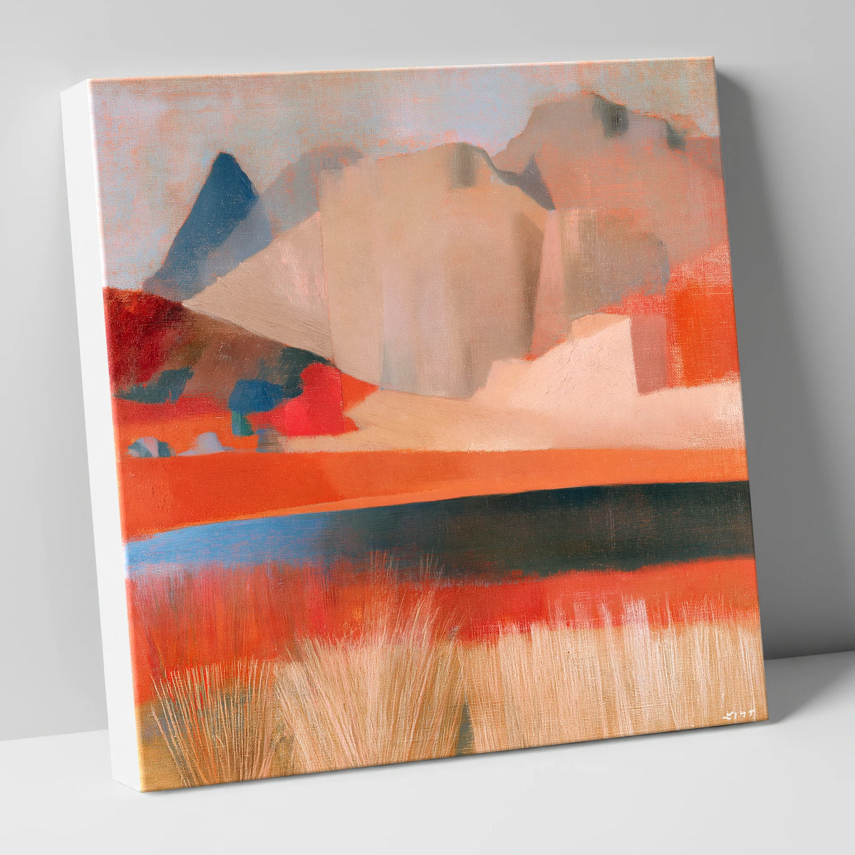 Stickle Tarn in Warm Terracotta lake district fell canvas wall art
