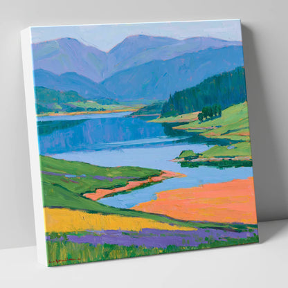 Vibrant Lake and Violet Fells lake district lake canvas wall art