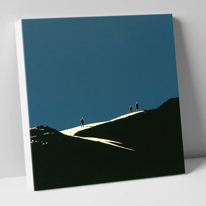 Hikers on a Sunlit Ridge lake district fell canvas wall art