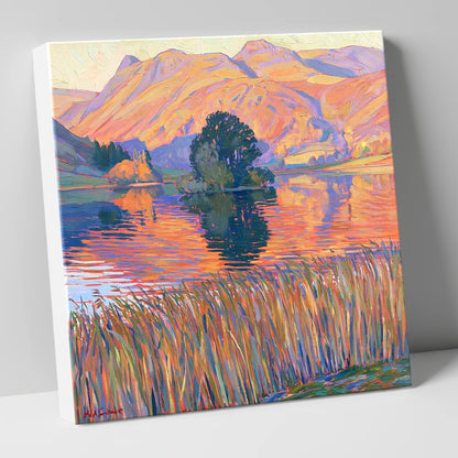 Vibrant Grasmere Island and Fells grasmere wall art canvas wall art