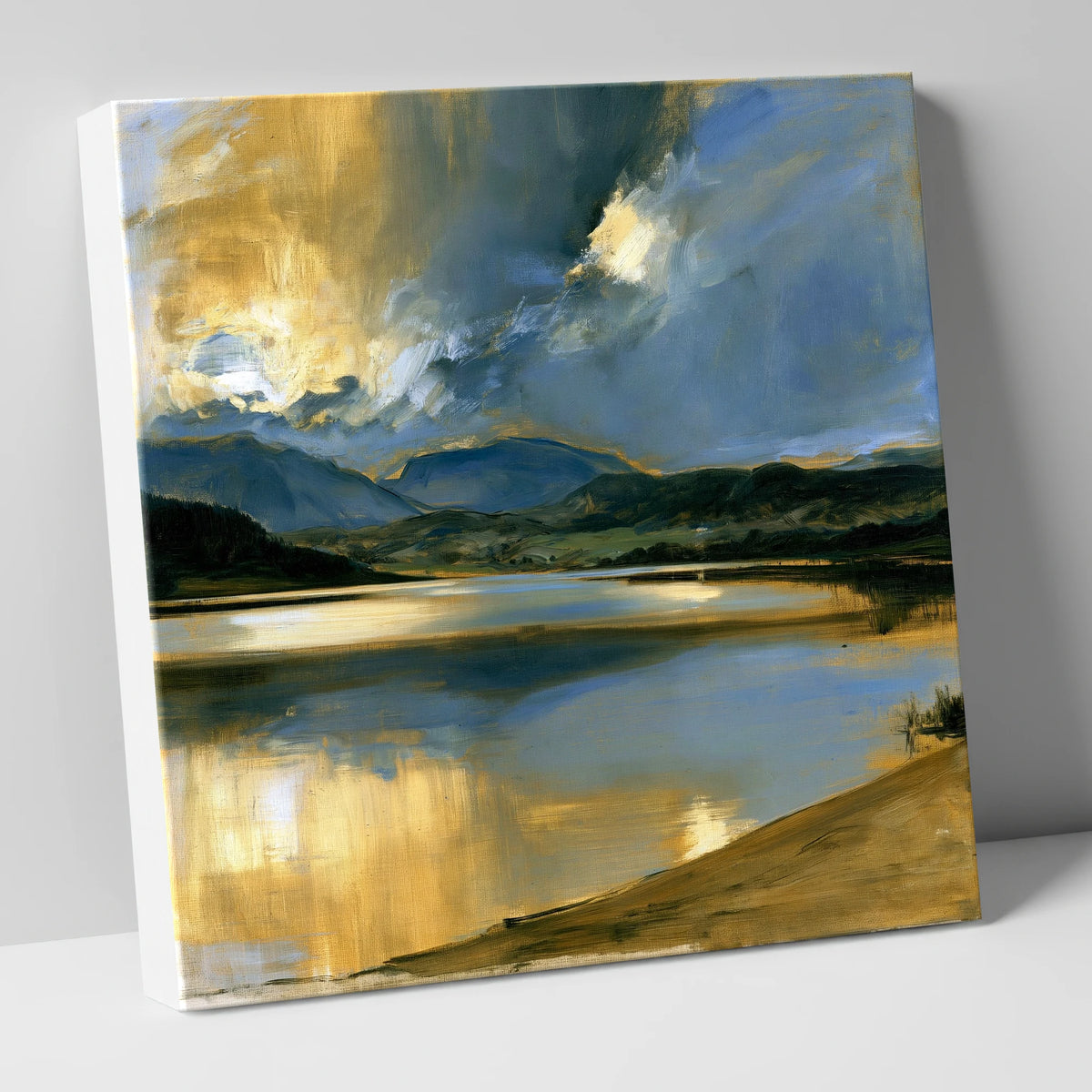Ochre Dawn Over Still Lake lake district lake canvas wall art