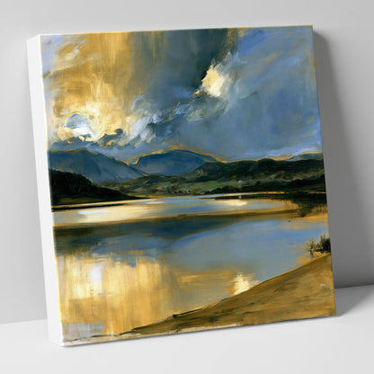 Ochre Dawn Over Still Lake lake district lake canvas wall art