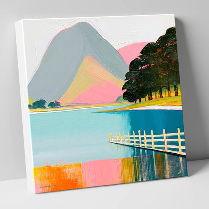 Vibrant Buttermere and White Fence lake district lake canvas wall art