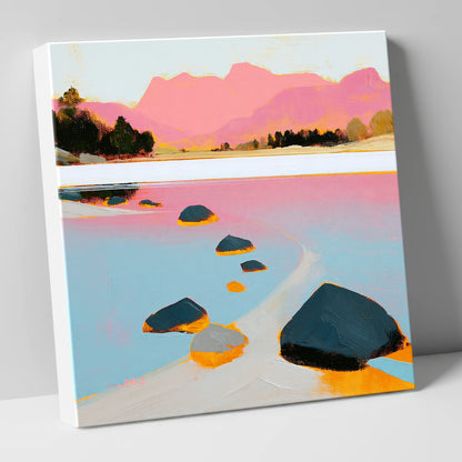 Elterwater Rocks and Pink Fells lake district lake canvas wall art