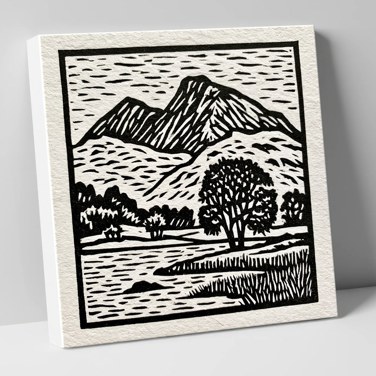 Monochrome Fells Over Grasmere lake district lake canvas wall art