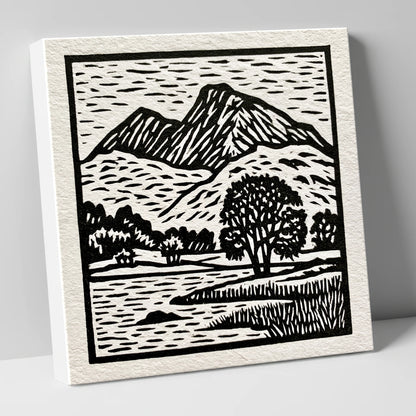 Monochrome Fells Over Grasmere lake district lake canvas wall art