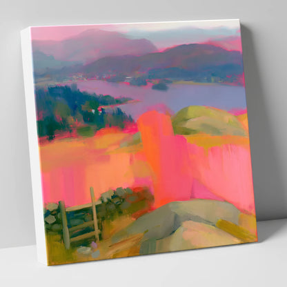 Vibrant Ambleside from Loughrigg lake district village canvas wall art