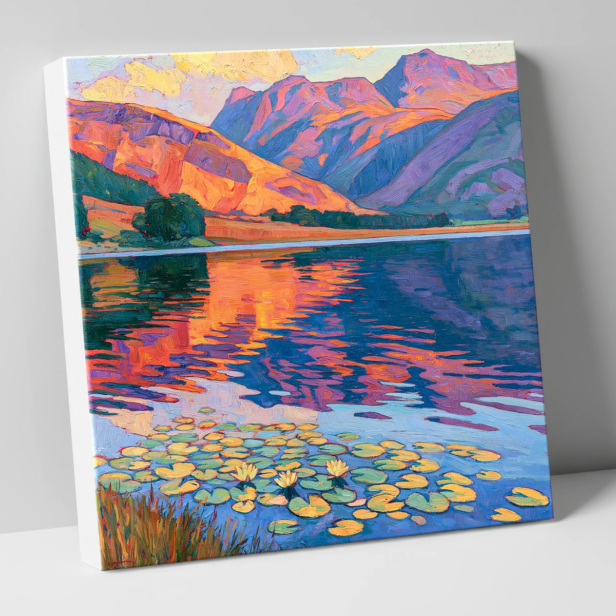 Amber Sunset Over Lily Tarn lake district lake canvas wall art