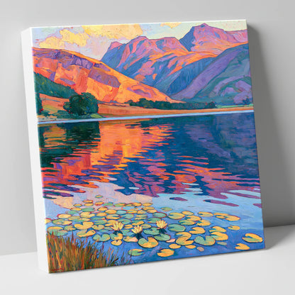 Amber Sunset Over Lily Tarn lake district lake canvas wall art
