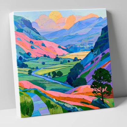 Vibrant Fells and Green Valley lake district valley canvas wall art