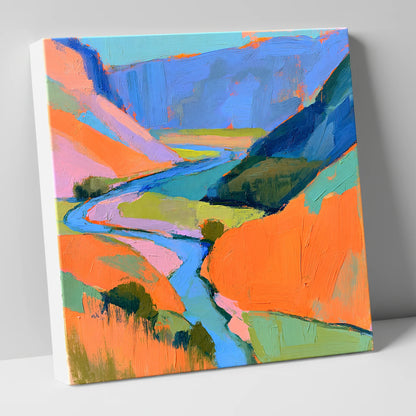 Bold Winding River Valley lake district waterfall canvas wall art