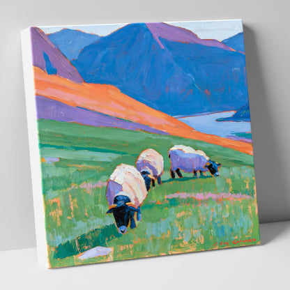Herdwick Sheep on Colourful Fell lake district wildlife canvas wall art