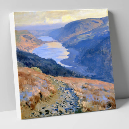 Sunlit Thirlmere from Helvellyn Path lake district lake canvas wall art