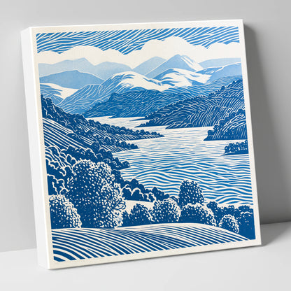 Coniston Water in Cobalt Blue lake district lake canvas wall art