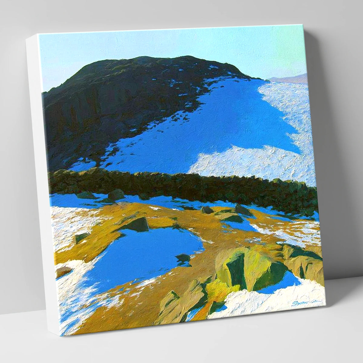 Winter Light On Great Crag lake district fell canvas wall art