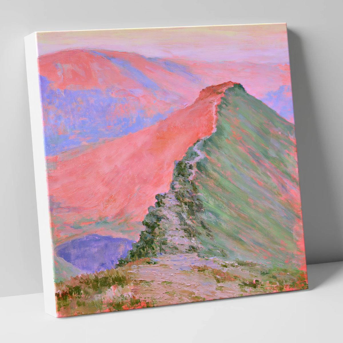 Striding Edge in Sunset Pink lake district walking canvas wall art
