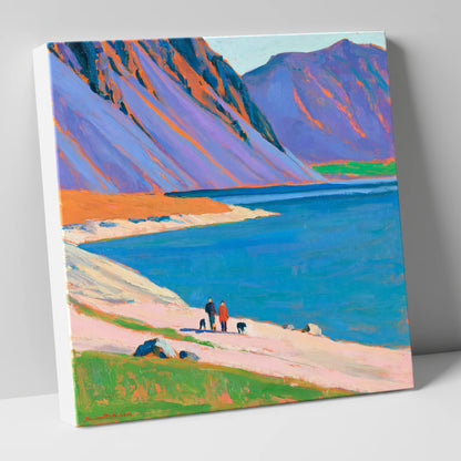 Colourful Wast Water Dog Walk gifts for dog walkers canvas wall art
