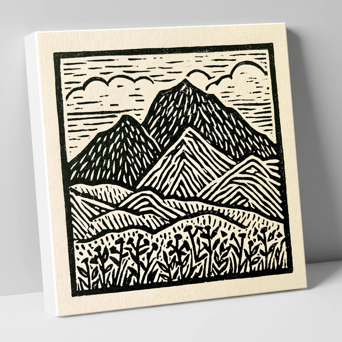 Scafell Pike in Monochrome lake district fell canvas wall art