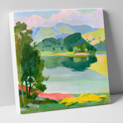 Colourful Fells and Teal Lake lake district lake canvas wall art