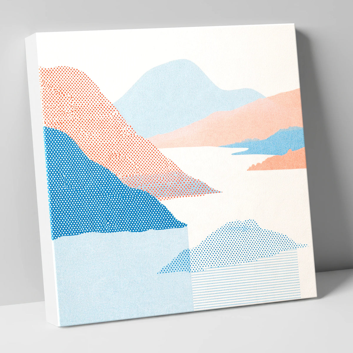 Ullswater Fells in Coral and Blue lake district lake canvas wall art
