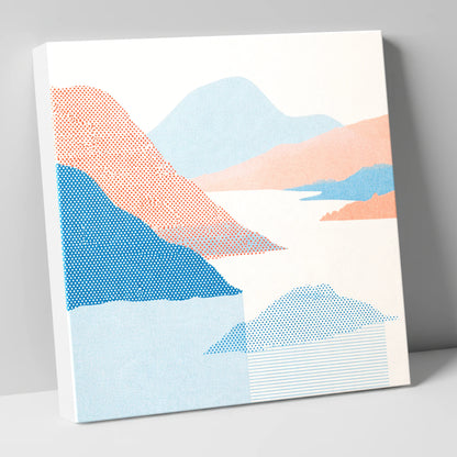 Ullswater Fells in Coral and Blue lake district lake canvas wall art
