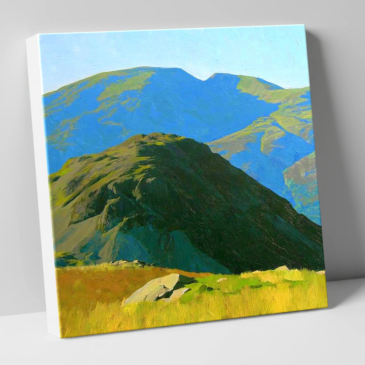 Vibrant Hard Knott and Blue Peaks lake district fell canvas wall art