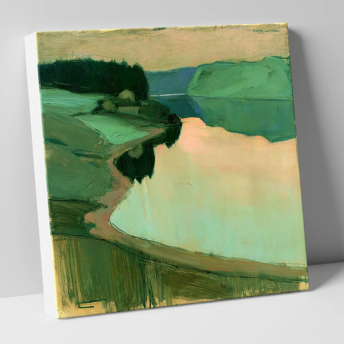 Still Lake at Peach Dawn lake district lake canvas wall art
