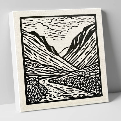 Honister Pass in Bold Monochrome lake district valley canvas wall art