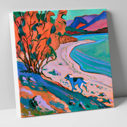 Colourful Derwentwater Shore with Dog derwentwater wall art canvas wall art