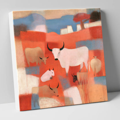 Highland Cattle in Terracotta Fells lake district wildlife canvas wall art