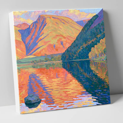 Vibrant Loweswater Sunset Reflections lake district lake canvas wall art