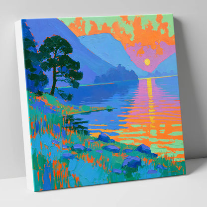Bold Sunset Over The Lake lake district lake canvas wall art