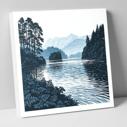 Deep Blue Lake at Dawn lake district lake canvas wall art