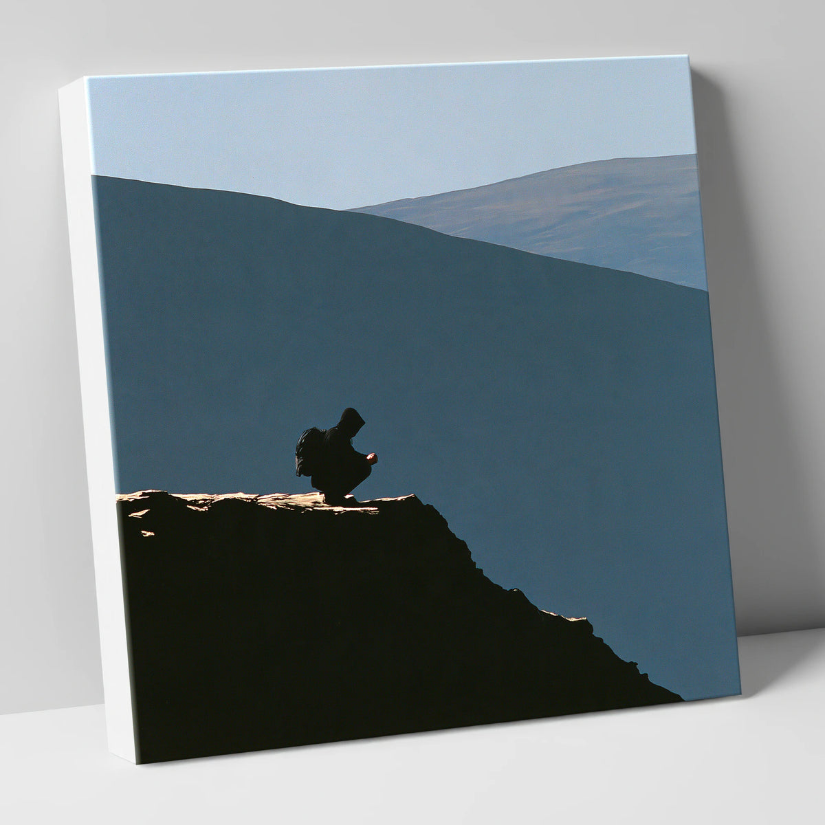 Walker Silhouette on Blencathra Edge lake district fell canvas wall art