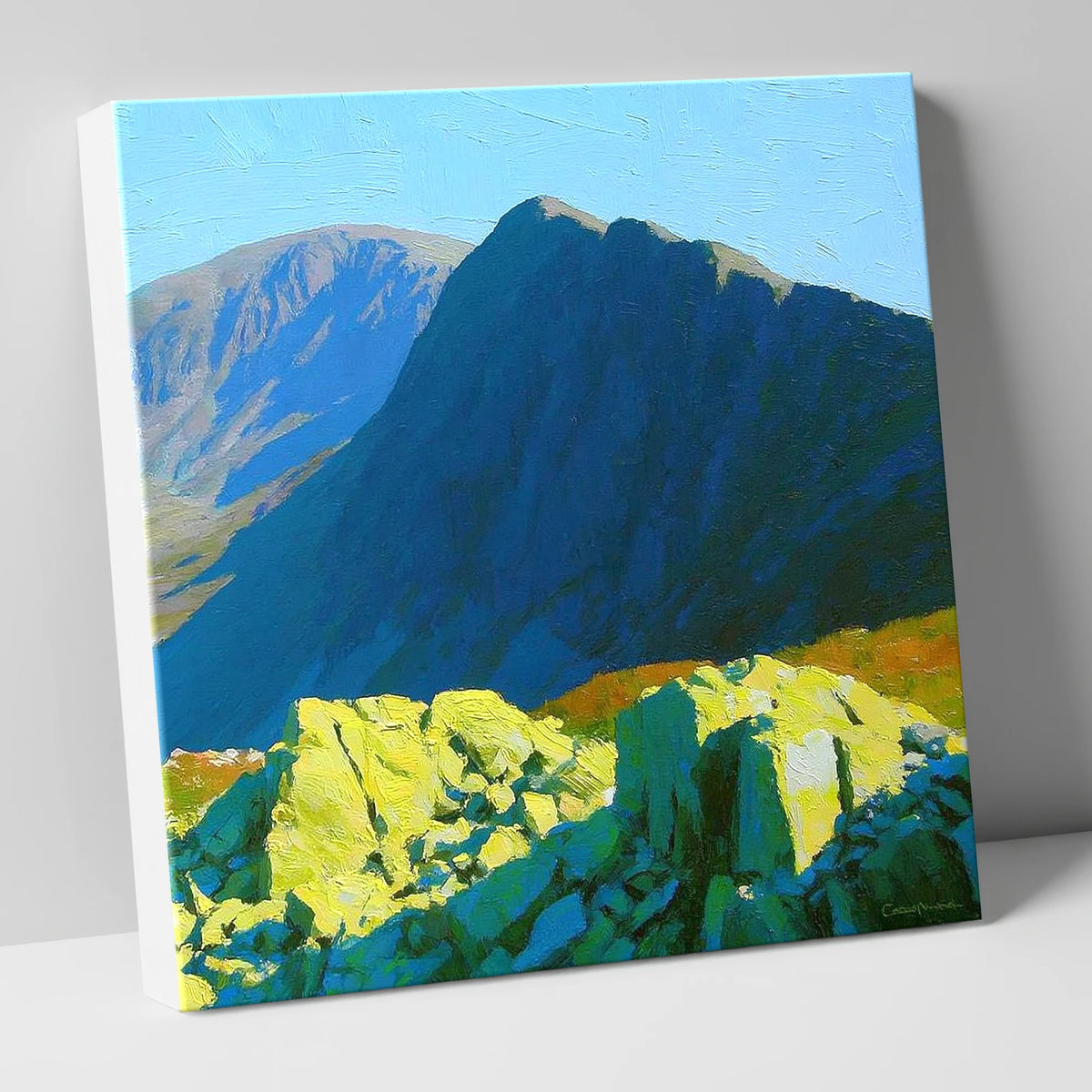 Sunlit Rocks on Great Carrs lake district fell canvas wall art