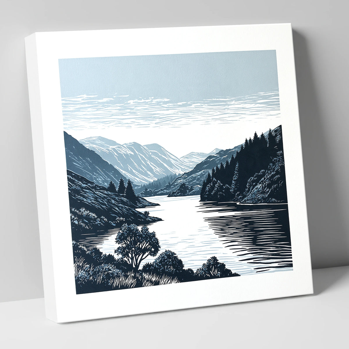 Navy Fells Over Slate Lake lake district lake canvas wall art